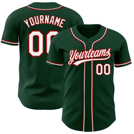Custom Green Red White Authentic Baseball Jersey for Men and Women Custom Green White-Red Authentic Baseball Jersey