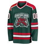 Custom Green and Red Hockey Jersey | Personalized Sports Apparel Custom Green White-Red Hockey Jersey
