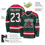 Custom Green and Red Hockey Jersey | Personalized Sports Apparel Custom Green White-Red Hockey Jersey