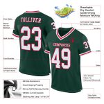 Custom Green Red White Mesh Throwback Football Jersey - Authentic Team Apparel Custom Green White-Red Mesh Authentic Throwback