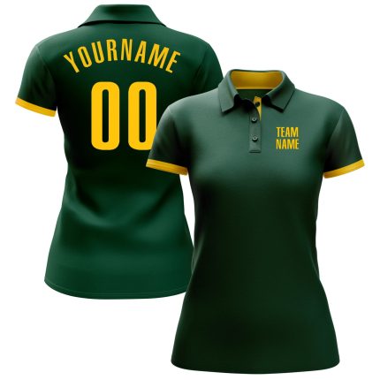 Custom Performance Golf Polo Shirt in Green and Yellow - Mens Activewear Custom Green Yellow Performance Golf Polo Shirt