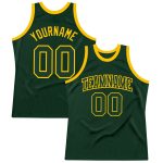 Hunter Green Gold Custom Authentic Throwback Basketball Jersey Custom Hunter Green Green-Gold Authentic Throwback Basketball