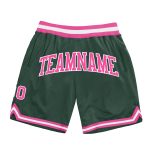 Hunter Green Pink White Authentic Throwback Basketball Shorts - Custom Fit Athletic Wear Custom Hunter Green Pink-White Authentic