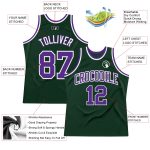 Hunter Green Purple White Custom Basketball Jersey - Authentic Throwback Design Custom Hunter Green Purple-White Authentic