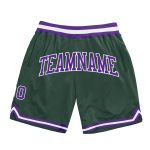 Custom Hunter Green Purple White Basketball Shorts Authentic Throwback Custom Hunter Green Purple-White Authentic Throwback