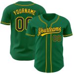 Custom Kelly Green Black Gold Baseball Jersey - Authentic Design for Fans Custom Kelly Green Black-Gold Authentic Baseball