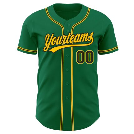 Custom Kelly Green Black Gold Baseball Jersey - Authentic Design for Fans Custom Kelly Green Black-Gold Authentic Baseball