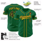 Custom Kelly Green Black Gold Baseball Jersey - Authentic Design for Fans Custom Kelly Green Black-Gold Authentic Baseball