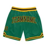 Custom Black-Gold Authentic Throwback Basketball Shorts in Kelly Green Custom Kelly Green Black-Gold Authentic Throwback