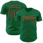 Custom Kelly Green Baseball Jersey - Authentic Black and Gold Design Custom Kelly Green Black-Old Gold Authentic Baseball