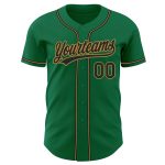 Custom Kelly Green Baseball Jersey - Authentic Black and Gold Design Custom Kelly Green Black-Old Gold Authentic Baseball