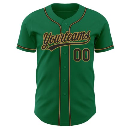 Custom Kelly Green Baseball Jersey - Authentic Black and Gold Design Custom Kelly Green Black-Old Gold Authentic Baseball