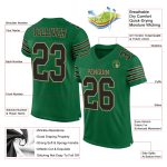 Custom Kelly Green Authentic Football Jersey - Black and Old Gold Mesh Design Custom Kelly Green Black-Old Gold Mesh Authentic