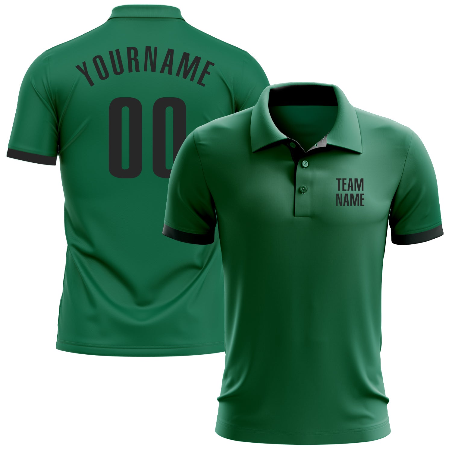 Custom Kelly Green Black Performance Golf Polo Shirt for Men - Breathable, Moisture-Wicking, Athletic Fit Online Custom Kelly