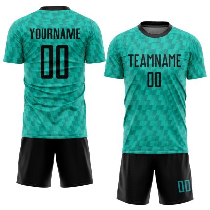 Custom Black Sublimation Soccer Jersey in Kelly Green - Personalized Uniform Custom Kelly Green Black Sublimation Soccer