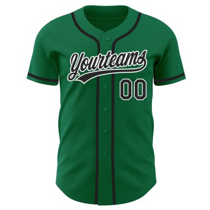 Custom Kelly Green Baseball Jersey - Authentic Black-White Design for Men Custom Kelly Green Black-White Authentic Baseball