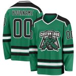 Custom Kelly Green Hockey Jersey with Black and White Details - Personalized Team Jersey Custom Kelly Green Black-White Hockey