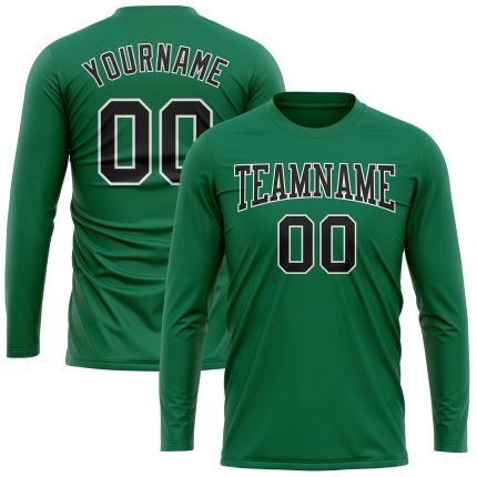 Custom Kelly Green Long Sleeve Performance T-Shirt - Black-White Salute to Service Custom Kelly Green Black-White Long Sleeve
