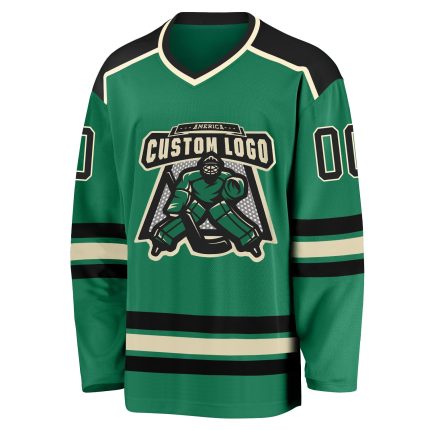 Custom Kelly Green Hockey Jersey with Cream and Black Accents - Personalized Sports Apparel Custom Kelly Green Cream-Black