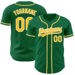 Custom Kelly Green Authentic Baseball Jersey with Gold-White Accents Custom Kelly Green Gold-White Authentic Baseball Jersey