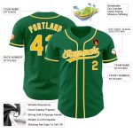 Custom Kelly Green Authentic Baseball Jersey with Gold-White Accents Custom Kelly Green Gold-White Authentic Baseball Jersey