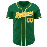 Custom Kelly Green Authentic Baseball Jersey with Gold-White Accents Custom Kelly Green Gold-White Authentic Baseball Jersey