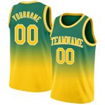 Custom Kelly Green Fade Basketball Jersey - Authentic Gold-White Fashion Design Custom Kelly Green Gold-White Authentic Fade