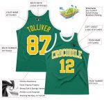 Authentic Kelly Green Throwback Basketball Jersey Gold-White Style 6753 Custom Kelly Green Gold-White Authentic Throwback