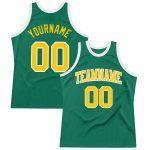 Authentic Kelly Green Throwback Basketball Jersey Gold-White Style 6753 Custom Kelly Green Gold-White Authentic Throwback