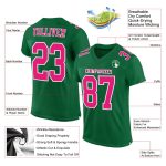 Custom Football Jersey - Authentic Kelly Green Hot Pink White Mesh Design Custom Kelly Green Hot Pink-White Mesh Authentic