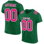 Custom Football Jersey - Authentic Kelly Green Hot Pink White Mesh Design Custom Kelly Green Hot Pink-White Mesh Authentic