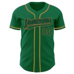 Custom Kelly Green Baseball Jersey - Authentic Black and Old Gold Design Custom Kelly Green Kelly Green Black-Old Gold Authentic