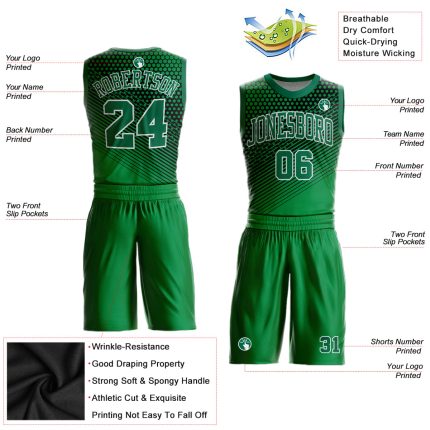 Custom Kelly Green Black Basketball Jersey Round Neck Sublimation Suit Custom Kelly Green Kelly Green-Black Round Neck Sublimation