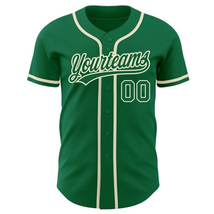 Custom Kelly Green Baseball Jersey - Authentic Cream Trim Design, Perfect for Fans and Players Custom Kelly Green Kelly Green-Cream