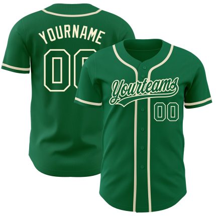 Custom Kelly Green Baseball Jersey - Authentic Cream Trim Design, Perfect for Fans and Players Custom Kelly Green Kelly Green-Cream