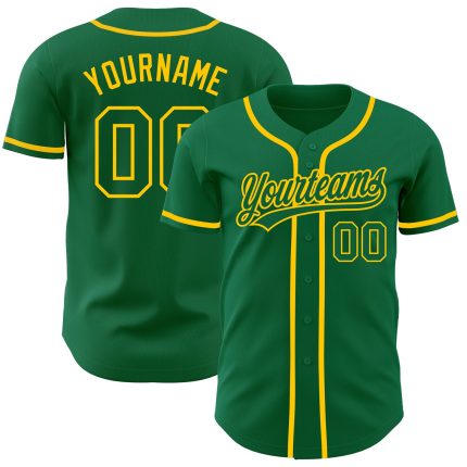 Custom Kelly Green Gold Authentic Baseball Jersey - Designed for Style and Comfort Custom Kelly Green Kelly Green-Gold Authentic