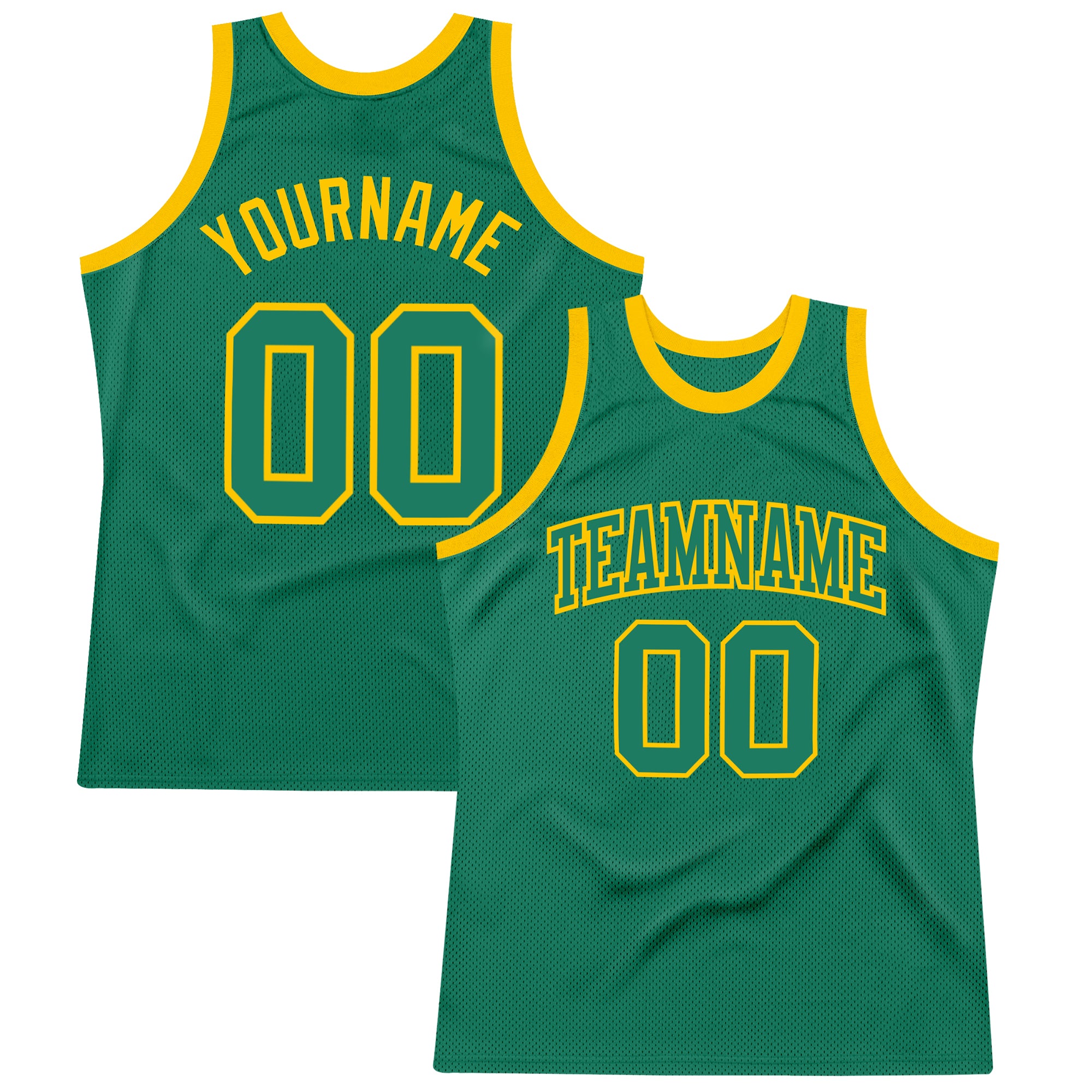 Custom Kelly Green Gold Authentic Throwback Basketball Jersey for Men Custom Kelly Green Kelly Green-Gold Authentic Throwback
