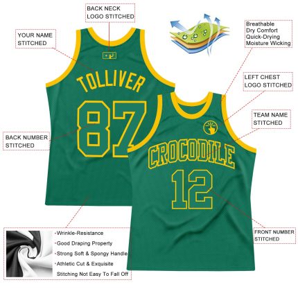 Custom Kelly Green Gold Authentic Throwback Basketball Jersey for Men Custom Kelly Green Kelly Green-Gold Authentic Throwback