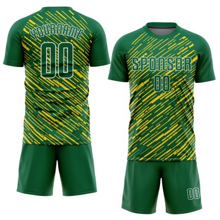 Custom Kelly Green-Gold Soccer Jersey, Sublimation Style 7550 for Teams Custom Kelly Green Kelly Green-Gold Sublimation Soccer