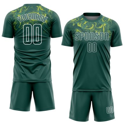Custom Kelly Green Gold Sublimation Soccer Jersey, Style 7796 - Athletic Uniform for Teams and Players Custom Kelly Green