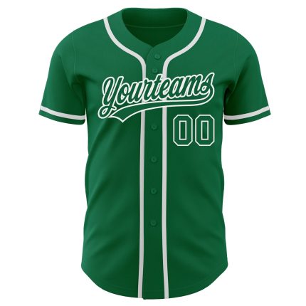 Custom Kelly Green Authentic Baseball Jersey - Green & White Design Custom Kelly Green Kelly Green-White Authentic Baseball