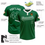 Custom Kelly Green Softball Jersey - Unisex Two-Button Green & White Custom Kelly Green Kelly Green-White Two-Button Unisex