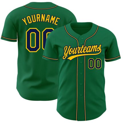 Kelly Green Navy Gold Custom Authentic Baseball Jersey for Men Custom Kelly Green Navy-Gold Authentic Baseball Jersey