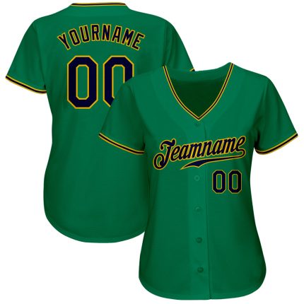 Kelly Green Navy Gold Custom Baseball Jersey Authentic Style 5274 Custom Kelly Green Navy-Gold Authentic Baseball Jersey