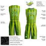 Custom Kelly Green Neon Sublimation Basketball Jersey - Round Neck, Green-White Design Custom Kelly Green Neon Green-White