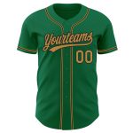Custom Kelly Green Black Gold Baseball Jersey - Authentic Team Jersey Custom Kelly Green Old Gold-Black Authentic Baseball