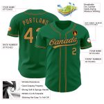 Custom Kelly Green Black Gold Baseball Jersey - Authentic Team Jersey Custom Kelly Green Old Gold-Black Authentic Baseball