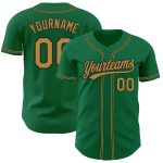 Custom Kelly Green Black Gold Baseball Jersey - Authentic Team Jersey Custom Kelly Green Old Gold-Black Authentic Baseball