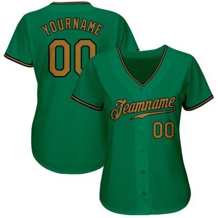 Kelly Green Black Old Gold Authentic Baseball Jersey, Custom Style 3925 Custom Kelly Green Old Gold-Black Authentic Baseball