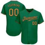 Kelly Green Black Old Gold Authentic Baseball Jersey, Custom Style 3925 Custom Kelly Green Old Gold-Black Authentic Baseball